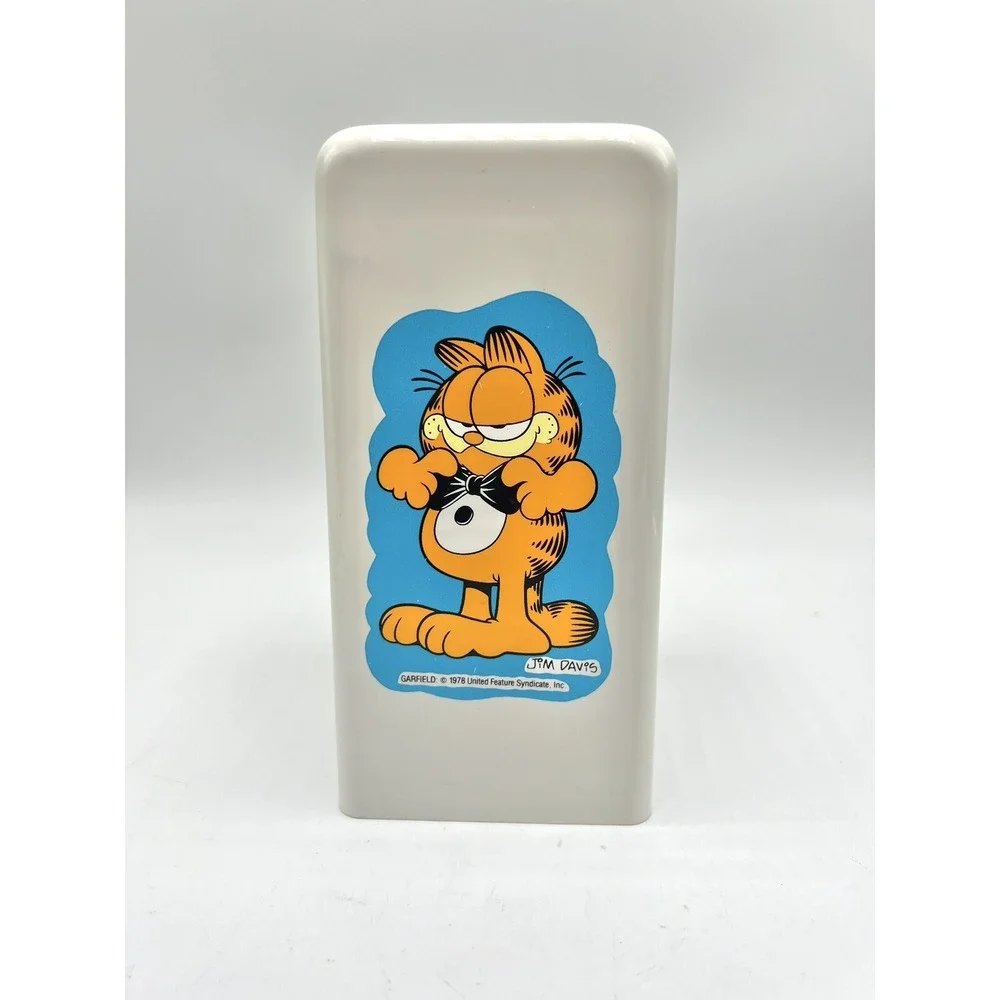 1978 Vintage Garfield In Bow Tie Dixie Cup Countertop Dispenser White Plastic